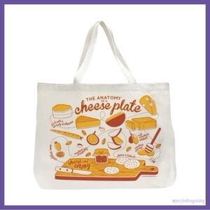 THE NEIGHBORGOODS COTTON CANVAS ANATOMY OF A CHEESE PLATE TOTE BAG NWT